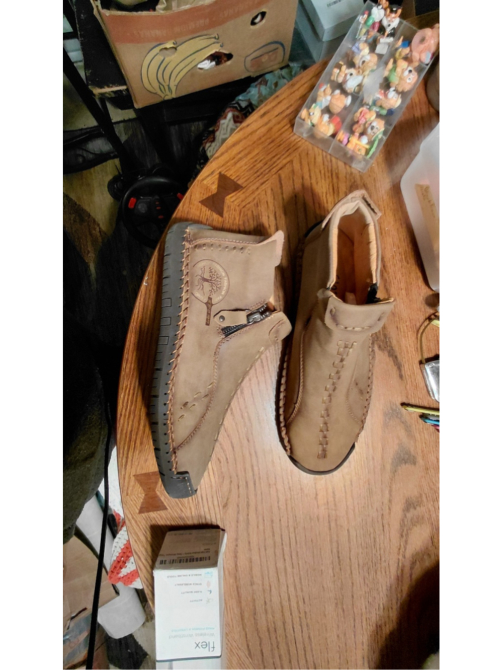 Men’s Hand Stitched Zip Ankle Boots Taupe Tan EU 42 US 8.5